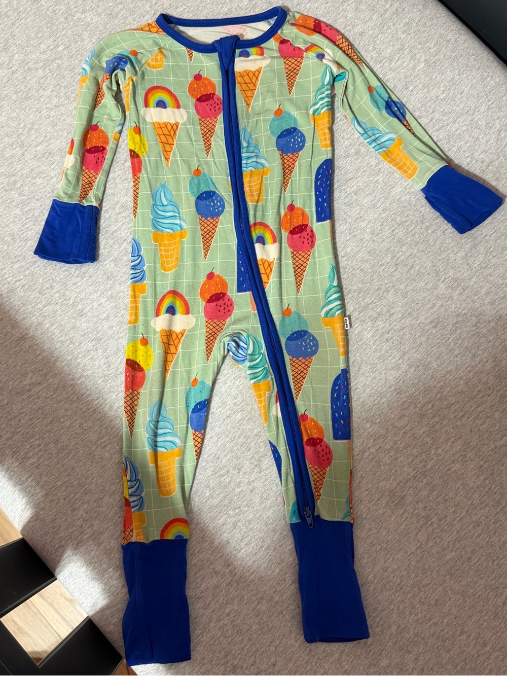 Little Sleepies Mint Ice Cream & Rainbow Footie with Blue Trim